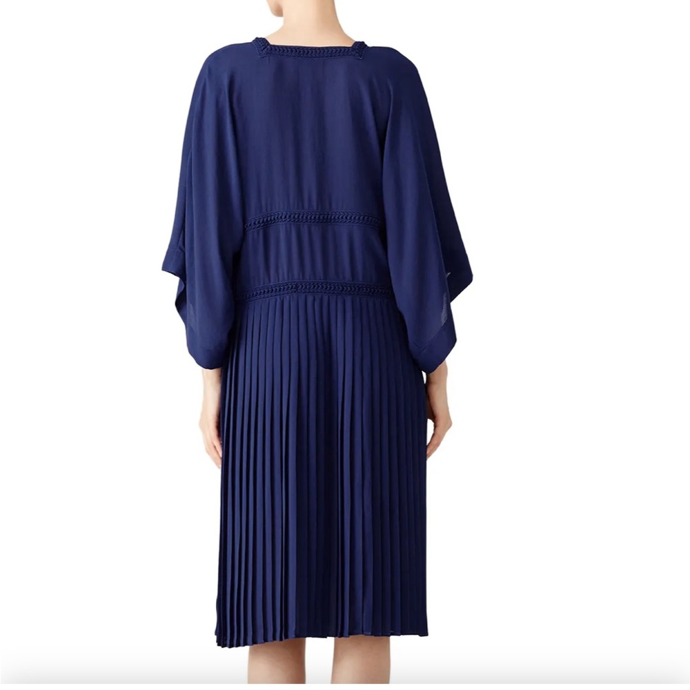 Veronique Bronquinho Italy ink Blue Pleated Fit-and-Flare Dress fits size 10 12 - Picture 3 of 14
